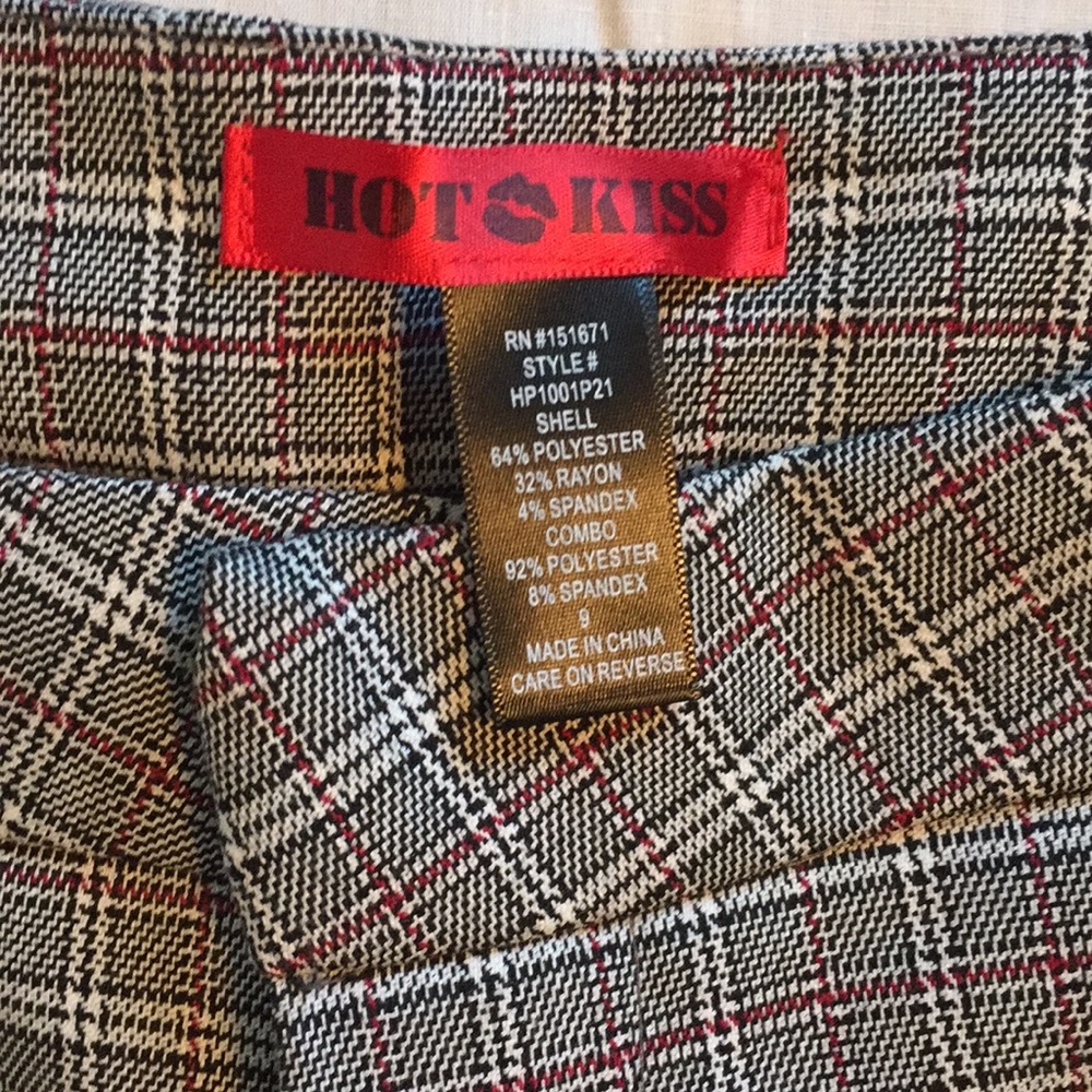 NWT Hot Kiss Gray Brown Plaid Pants Juniors Sizes - Picture 2 of 4